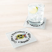 Dessous-de-verre En Verre Café, Pickleball, Vin, Pickleball Répéter Addict (Incliné)