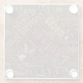Dessous-de-verre En Verre Café sur Burlap Word Cloud Brown ID283 (Dos)