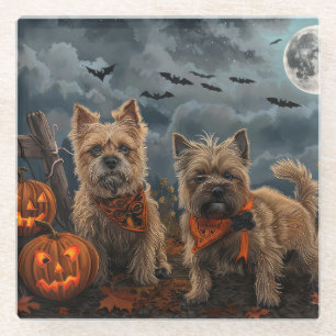 Dessous-de-verre En Verre Cairn Terrier Halloween Éffrayant