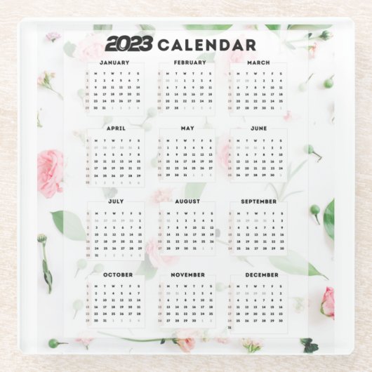 Dessous-de-verre En Verre calendrier 2023 floral (Devant)