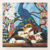 Dessous-de-verre En Verre Calico Cat Dragon Rouge (Devant)