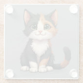 Dessous-de-verre En Verre Calico Kitten Whimsical avec attitude (Dos)