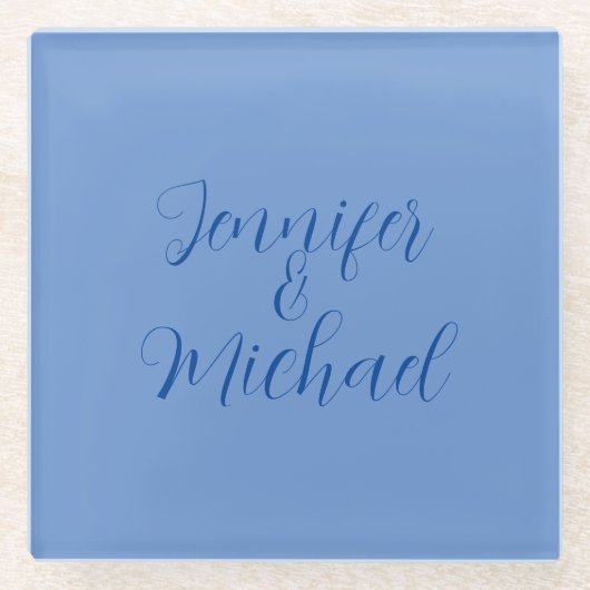 Dessous-de-verre En Verre Calligraphie Bleue Classique mariage (Devant)