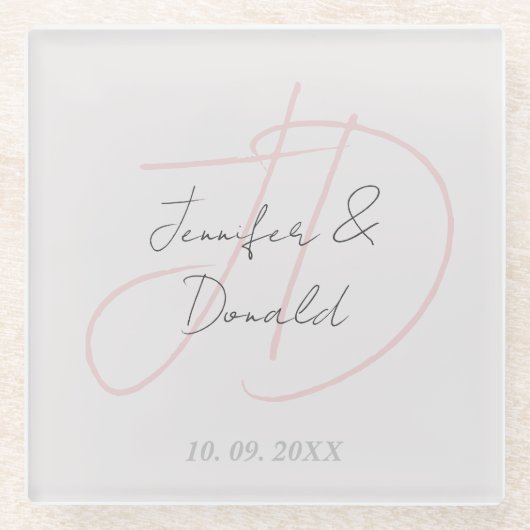 Dessous-de-verre En Verre Calligraphie classique tendance monogramme (Devant)