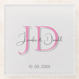 Dessous-de-verre En Verre Calligraphie classique tendance monogramme