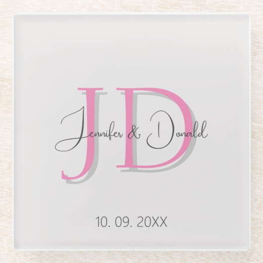 Dessous-de-verre En Verre Calligraphie classique tendance monogramme (Devant)