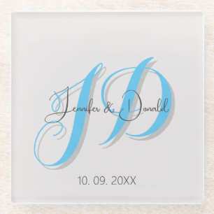 Dessous-de-verre En Verre Calligraphie classique tendance monogramme