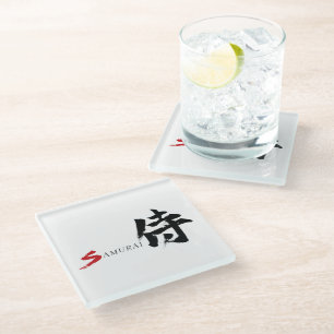 Dessous-de-verre En Verre Calligraphie japonaise Kanji Samurai
