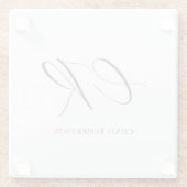 Dessous-de-verre En Verre Calligraphie Monogramme Nom Black White Cadeau per (Dos)