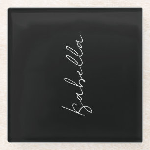 Dessous-de-verre En Verre Calligraphie Noir Blanc Plaine Créative Nom modern