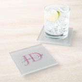 Dessous-de-verre En Verre Calligraphie tendance monogramme de script classiq (Incliné)