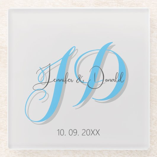 Dessous-de-verre En Verre Calligraphie tendance monogramme de script classiq (Devant)