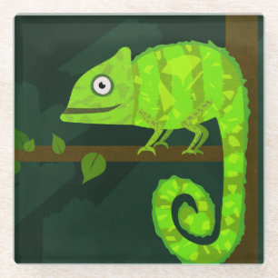 Dessous-de-verre En Verre Caméléon vert mignon