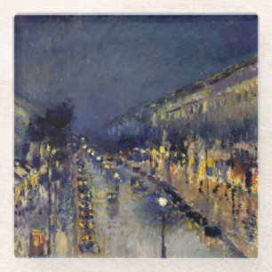 Dessous-de-verre En Verre Camille Pissarro - Boulevard Montmartre en nuit