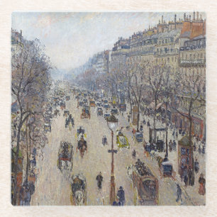 Dessous-de-verre En Verre Camille Pissarro - Boulevard Montmartre, matin