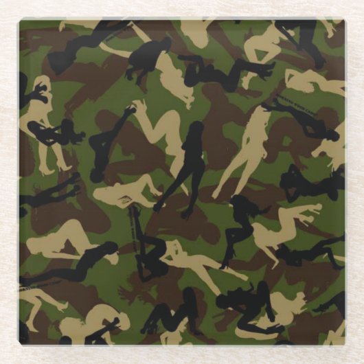 Dessous-de-verre En Verre camouflage matinal en bois (Devant)