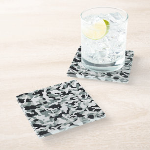 Dessous-de-verre En Verre Camouflage Poussière de Neige 