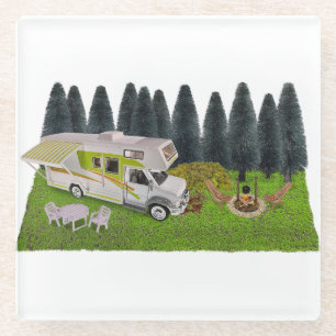 Dessous-de-verre En Verre Camper RV dans la forêt