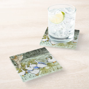 Dessous-de-verre En Verre Canards et oies de style Art nouveau néerlandais