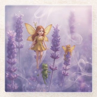 Dessous-de-verre En Verre Caprice Parmi les Fleurs Violettes