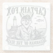 Dessous-de-verre En Verre Captain Fox Guardian of Seas Nautical Design (Dos)