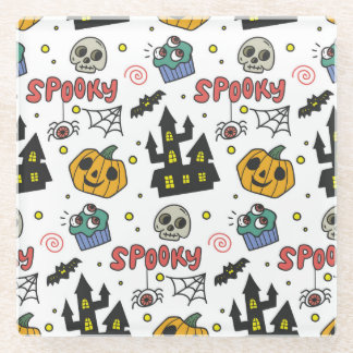 Dessous-de-verre En Verre Caractères d'Halloween : Motif Whimsical Seamless