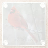 Dessous-de-verre En Verre Cardinal roux brillant en neige hivernale (Dos)