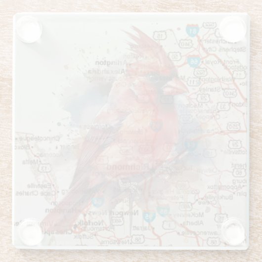 Dessous-de-verre En Verre Cardinal sur Virginia Road Map (Dos)