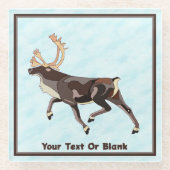 Dessous-de-verre En Verre Caribou/Reindeer d'art populaire (Devant)