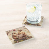 Dessous-de-verre En Verre Caricature de petits ours mignons (Incliné)