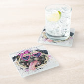 Dessous-de-verre En Verre Carlin rose mignon d'aquarelle (Incliné)