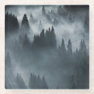 Dessous-de-verre En Verre Carpates d'hiver : Paysage des montagnes Sunrise