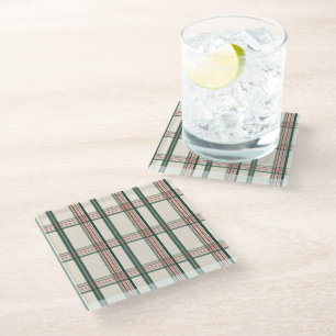 Dessous-de-verre En Verre Carreaux Vert Marron Vintage Esthétique