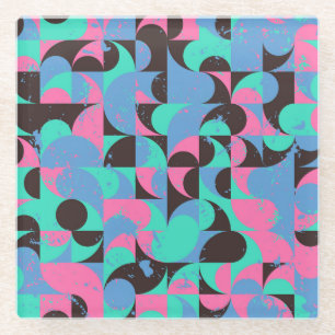 Dessous-de-verre En Verre Carreaux vintages Neon Rose Green