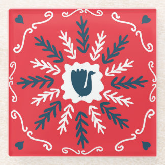 Dessous-de-verre En Verre Carrelage de Noël Folk Doodle Art