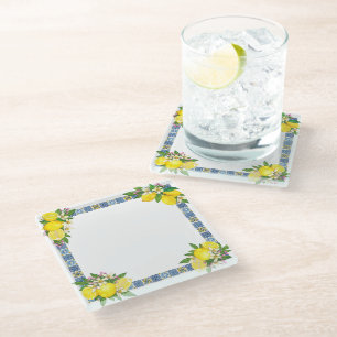 Dessous-de-verre En Verre Carrelage méditerranéen clair Sicilien Citrus Lemo
