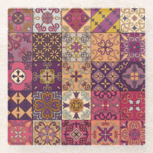 Dessous-de-verre En Verre Carrelage portugais : motif de style talavera.