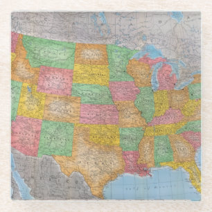 Dessous-de-verre En Verre Carte 3 des Etats-Unis