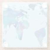 Dessous-de-verre En Verre Carte bleue du monde d'aquarelle (Dos)