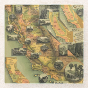 Dessous-de-verre En Verre Carte de la Californie