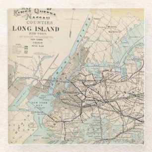 Dessous-de-verre En Verre Carte des rois, reines, Long Island