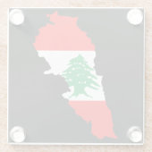 Dessous-de-verre En Verre Carte du Liban avec drapeau (Dos)