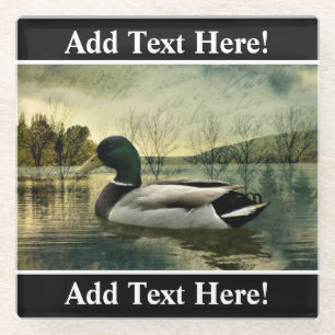 Dessous-de-verre En Verre Carte postale Patinée vintage Mallard Duck