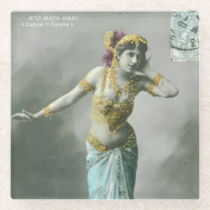 Dessous-de-verre En Verre Carte postale vintage Mata Hari
