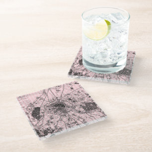 Dessous-de-verre En Verre Carte rose de Paris