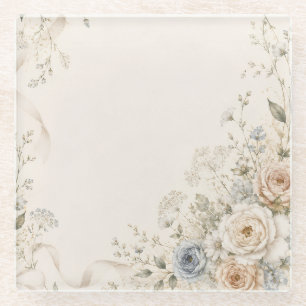 Dessous-de-verre En Verre Carton d'invitation de mariage aux détails floraux
