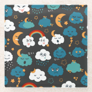Dessous-de-verre En Verre Cartoon Météo Prévision Motif sans couture