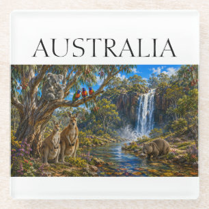 Dessous-de-verre En Verre Cascade de Wombat Kangourou