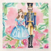 Dessous-de-verre En Verre Casse-noisette aquarelle et Noël Clara (Devant)