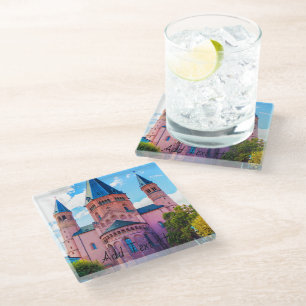 Dessous-de-verre En Verre Castle Pourcentage bleu avec ciel nuageux